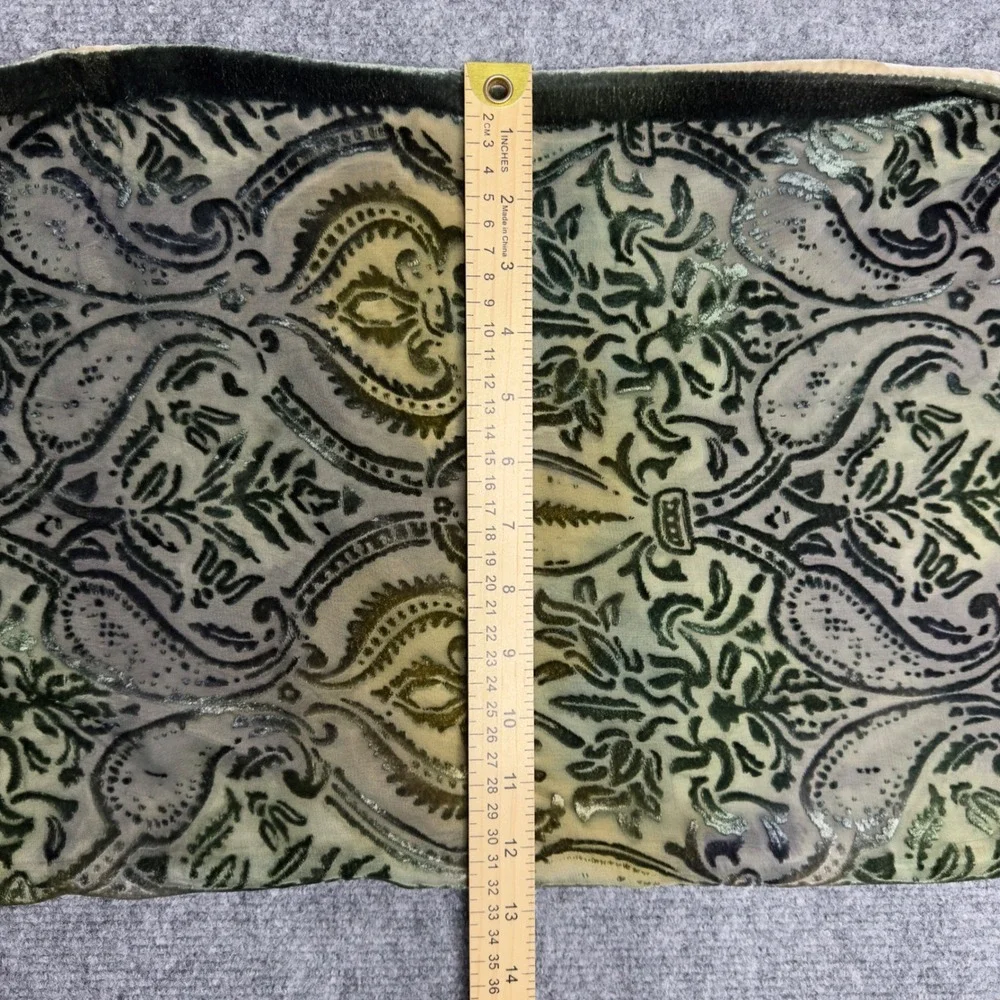 Lord & Taylor Scarf Womens OS‎ Green Gold Silk Paisley Burnout Velvet Luxury